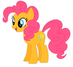 Size: 459x423 | Tagged: safe, artist:selenaede, artist:user15432, seascape (g4), earth pony, pony, g4, base used, blue eyes, generation leap, not pinkie pie, open mouth, open smile, orange coat, pink mane, pink tail, recolor, simple background, smiling, solo, tail, transparent background