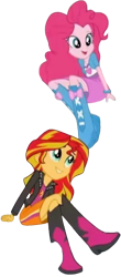 Size: 1107x2520 | Tagged: safe, edit, edited screencap, editor:homersimpson1983, screencap, pinkie pie, sunset shimmer, human, equestria girls, g4, background removed, duo, duo female, female, not a vector, simple background, transparent background