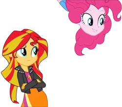 Size: 2862x2520 | Tagged: safe, edit, edited screencap, editor:homersimpson1983, screencap, pinkie pie, sunset shimmer, human, equestria girls, g4, background removed, duo, duo female, female, not a vector, simple background, transparent background