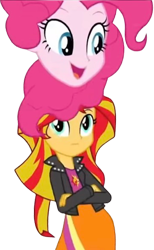 Size: 1550x2520 | Tagged: safe, edit, edited screencap, editor:homersimpson1983, screencap, pinkie pie, sunset shimmer, human, equestria girls, g4, background removed, duo, duo female, female, not a vector, simple background, transparent background