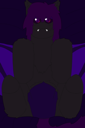 Size: 2000x3000 | Tagged: safe, artist:puppyrules, oc, oc only, oc:shaded thistle, bat pony, bat pony oc, lying down, on back, purple belly, purple eyes, solo