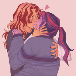 Size: 1280x1280 | Tagged: safe, artist:imnotdirtylaundry, sci-twi, sunset shimmer, twilight sparkle, human, equestria girls, g4, black nail polish, duo, duo female, female, heart, kiss on the lips, kissing, lesbian, ship:sci-twishimmer, ship:sunsetsparkle, shipping