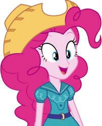 Size: 803x996 | Tagged: safe, edit, edited screencap, editor:homersimpson1983, screencap, pinkie pie, human, equestria girls, five to nine, g4, my little pony equestria girls: better together, my little pony equestria girls: friendship games, background removed, cowboy hat, cowgirl, female, hat, not a vector, simple background, solo, transparent background