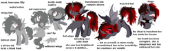 Size: 1968x584 | Tagged: safe, artist:heartlurch, oc, oc only, unnamed oc, alicorn, bat pony, bat pony alicorn, pegasus, pony, g4, bat ears, bat pony alicorn oc, bat wings, chained, chains, choker, horn, pegasus oc, pixel-crisp art, simple background, solo, spiked choker, white background, wings