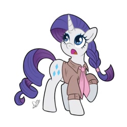 Size: 700x697 | Tagged: safe, artist:czscribbles, idw, rarity, pony, unicorn, friends forever #29, g4, my little pony: friends forever, clothes, female, horn, mare, necktie, open mouth, signature, simple background, solo, white background