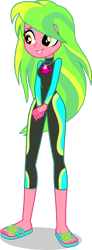 Size: 1280x3490 | Tagged: safe, artist:dustinwatsongkx, lemon zest, human, equestria girls, g4, clothes, female, fluttershy's wetsuit, geode of fauna, magical geodes, sandals, simple background, solo, swimsuit, transparent background, vector