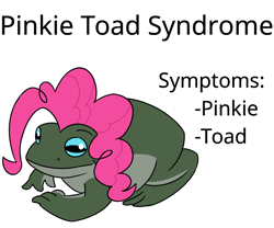 Size: 900x750 | Tagged: safe, artist:unitxxvii, pinkie pie, frog, toad, g4, female, simple background, solo, text, wat, white background