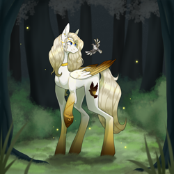 Size: 3000x3000 | Tagged: safe, artist:r4inbowb4t, oc, oc only, bird, pegasus, pony, colored wings, concave belly, female, forest, gradient wings, long legs, mare, multicolored wings, nature, solo, tree, wings