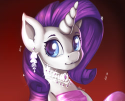 Size: 1859x1500 | Tagged: safe, artist:appleneedle, rarity, pony, unicorn, g4, bust, clothes, digital art, dress, glam, horn, jewelry, marilyn monroe, portrait, smiling, sparkles