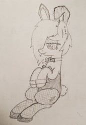 Size: 1908x2760 | Tagged: safe, artist:legendoflink, oc, oc only, oc:axle grind, pony, bunny suit, clothes, female, mare, solo, traditional art