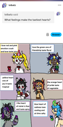 Size: 1053x2120 | Tagged: safe, artist:ask-luciavampire, oc, earth pony, pegasus, pony, undead, unicorn, vampire, vampony, ask, crystal, feeding, horn, tumblr