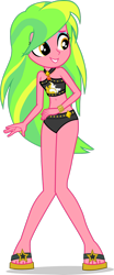 Size: 1280x3079 | Tagged: safe, artist:dustinwatsongkx, lemon zest, human, equestria girls, g4, accessory swap, bare legs, bare shoulders, bikini, clothes, cute, feet apart, female, geode of empathy, grin, jewelry, legs together, magical geodes, necklace, sandals, simple background, sleeveless, smiling, solo, sunset shimmer swimsuit, swimsuit, teeth, transparent background, vector, wrist cuff, zestabetes