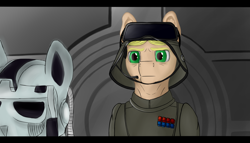 Size: 3500x2000 | Tagged: safe, artist:coffee_caramel, earth pony, beige body, general veers, goggles, green clothes, green eyes, officer, safety goggles, star wars, star wars: the empire strikes back, stormtrooper, yellow hair