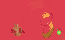 Size: 1920x1200 | Tagged: safe, artist:godoflight, big macintosh, earth pony, pony, g4, character name, cutie mark background, male, solo, stallion, wallpaper, zoom layer