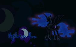 Size: 900x563 | Tagged: safe, artist:godoflight, nightmare moon, alicorn, pony, g4, character name, concave belly, cutie mark background, female, mare, slender, solo, tall, thin, wallpaper, zoom layer