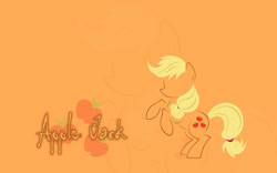 Size: 900x563 | Tagged: safe, artist:godoflight, applejack, earth pony, pony, g4, character name, cutie mark background, female, mare, rearing, solo, wallpaper, zoom layer