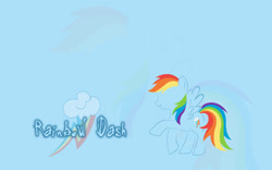 Size: 900x563 | Tagged: safe, artist:godoflight, rainbow dash, pegasus, pony, g4, character name, cutie mark background, female, mare, solo, wallpaper, zoom layer