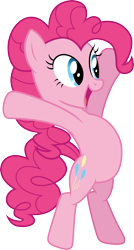 Size: 3000x5599 | Tagged: safe, artist:cloudy glow, pinkie pie, earth pony, pony, g4, my little pony: friendship is magic, putting your hoof down, season 2, bipedal, cute, diapinkes, female, round belly, simple background, solo, transparent background, vector