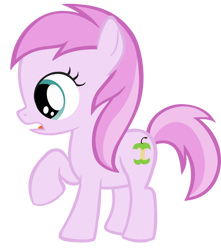 Size: 900x1016 | Tagged: safe, artist:jaybugjimmies, piña colada, earth pony, pony, call of the cutie, g4, season 1, awwpplecore, background pony, cute, female, filly, foal, frown, open mouth, piña cutelada, raised hoof, raised leg, simple background, solo, transparent background, vector