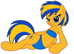 Size: 5138x3772 | Tagged: safe, artist:ejlightning007arts, oc, oc only, oc:flare spark, pegasus, pony, bikini, blue bikini, clothes, female, mare, pegasus oc, simple background, solo, swimsuit, transparent background, vector