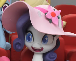 Size: 1904x1532 | Tagged: safe, screencap, applejack, rainbow dash, rarity, pony, unicorn, g4, g4.5, hat in the way, my little pony: stop motion short, cropped, cute, hat, horn, smiling, solo focus