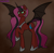 Size: 2672x2632 | Tagged: safe, artist:hayley566, sunny starscout, alicorn, pony, g5, alternate hairstyle, bat wings, black sclera, concave belly, female, helmet, hoof shoes, jewelry, mare, nightmare sunny, nightmarified, race swap, raised hoof, regalia, slender, solo, sunnycorn, tall, thin, wings