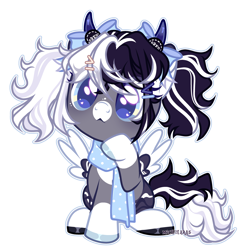 Size: 4028x4000 | Tagged: safe, artist:michiharas, oc, oc only, oc:oreo cream, pegasus, pony, absurd resolution, clothes, female, filly, foal, scarf, simple background, solo, transparent background