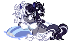 Size: 6960x4000 | Tagged: safe, artist:michiharas, oc, oc only, oc:oreo cream, pegasus, pony, absurd resolution, colored wings, female, lying down, mare, pillow, prone, simple background, solo, transparent background, two toned wings, wings