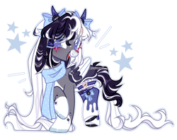 Size: 5048x4000 | Tagged: safe, artist:michiharas, oc, oc only, oc:oreo cream, pegasus, pony, g4, absurd resolution, clothes, colored wings, female, horns, mare, scarf, simple background, socks, solo, transparent background, two toned wings, wings