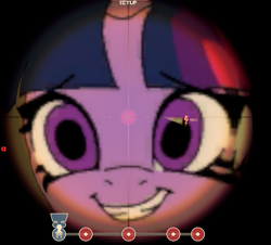 Size: 1117x1011 | Tagged: safe, artist:anonymous, twilight sparkle, pony, unicorn, g4, /mlp/, /mlp/ tf2 general, 4chan, crosshair, game screencap, horn, looking at you, scope, sniper, sniper (tf2), solo, team fortress 2