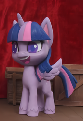 Size: 1324x1920 | Tagged: safe, screencap, twilight sparkle, alicorn, pony, g4, g4.5, magician pinkie pie (short), my little pony: stop motion short, cropped, cute, smiling, solo, twilight sparkle (alicorn)
