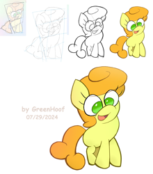 Size: 1736x1976 | Tagged: safe, artist:greenhoof, carrot top, golden harvest, earth pony, pony, g4, female, open mouth, simple background, solo, white background, younger