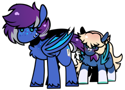 Size: 1235x890 | Tagged: safe, artist:lrusu, oc, oc only, oc:serene steppe, oc:vesperi, bat pony, brother and sister, commission, duo, duo male and female, female, male, siblings, simple background, transparent background, ych result