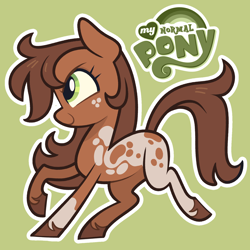 Size: 5000x5000 | Tagged: safe, artist:pilesofmiles, oc, oc only, earth pony, g4, brown mane, freckles, green eyes, hooves, markings, natural hair color, show accurate, simple background, solo, spots