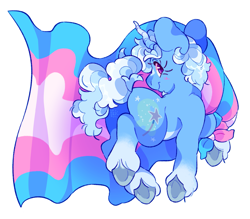 Size: 2047x1794 | Tagged: safe, artist:cocopudu, trixie, pony, unicorn, g4, alternate design, alternate hairstyle, alternate tailstyle, blush scribble, blushing, butt, coat markings, colored belly, colored pupils, curved horn, female, flag, frog (hoof), gradient horn, horn, looking at you, looking back, looking back at you, mare, pale belly, plot, pride, pride flag, raised hoof, simple background, smiling, smiling at you, socks (coat markings), solo, tail, the great and powerful ass, trans female, trans trixie, transfeminine, transgender, transgender pride flag, underhoof, unshorn fetlocks, white background