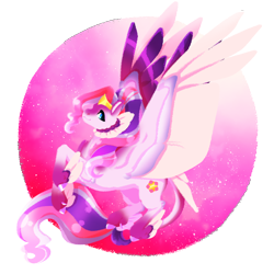 Size: 2000x2000 | Tagged: safe, artist:oneiria-fylakas, pipp petals, pegasus, pony, g5, alternate accessories, alternate color palette, alternate cutie mark, alternate design, alternate eye color, alternate hairstyle, alternate mane color, alternate tail color, alternate tailstyle, high res, large wings, redesign, solo, speedpaint available, tail, wings