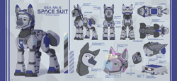 Size: 7486x3450 | Tagged: safe, artist:dorkmark, oc, oc only, oc:orion zephyr, pegasus, pony, fanfic:somnambulance, astronaut, duo, pegasus oc, reference sheet, space helmet, spacesuit