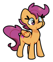 Size: 768x900 | Tagged: safe, artist:kindakismet, scootaloo, pegasus, pony, g4, cute, cutealoo, female, filly, foal, folded wings, simple background, smiling, solo, transparent background, wings