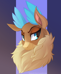 Size: 2500x3000 | Tagged: safe, artist:thenornonthego, velvet (tfh), deer, reindeer, them's fightin' herds, bust, community related, female, gradient background, high res, portrait, smiling, solo