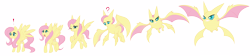 Size: 18000x4000 | Tagged: safe, artist:thenornonthego, fluttershy, bat pony, crobat, pegasus, pony, g4, absurd resolution, bat ponified, bat wings, exclamation point, female, flutterbat, mare, open mouth, pokefied, pokémon, question mark, race swap, simple background, solo, species swap, spread wings, transformation, transformation sequence, transparent background, wings