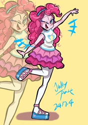 Size: 1240x1754 | Tagged: safe, artist:jully-park, part of a set, pinkie pie, equestria girls, g4, my little pony equestria girls: better together, simple background, solo, yellow background, zoom layer