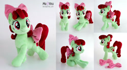 Size: 2600x1446 | Tagged: safe, artist:meplushyou, oc, oc only, oc:poppy, earth pony, pony, bow, female, filly, foal, hair bow, irl, photo, plushie, solo, tail, tail bow
