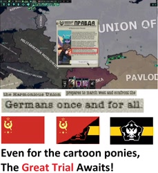 Size: 1282x1398 | Tagged: safe, oc, equestria at war mod, black league, communism, flag, harmonious union, hearts of iron 4, map, newspaper, omsk, ponylon, russia, russian national reclamation government, russian reunification, the great trial awaits, the new order: last days of europe, this will end in war