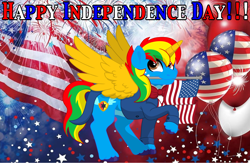 Size: 6641x4317 | Tagged: safe, artist:shieldwingarmorofgod, oc, oc only, oc:shield wing, alicorn, g4, 4th of july, american flag, holiday, male