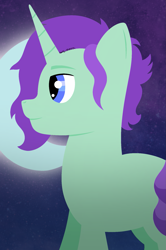 Size: 1275x1921 | Tagged: safe, artist:kosmiktym, oc, oc only, oc:duskfall, pony, unicorn, horn, moon, solo