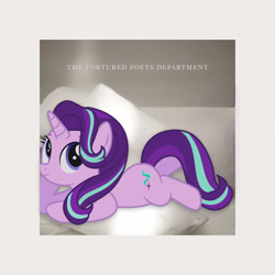 Size: 3000x3000 | Tagged: safe, artist:stxr1213, starlight glimmer, pony, unicorn, g4, album, album cover, cute, female, hoof on cheek, horn, lying down, mare, passepartout, solo, taylor swift, ttpd