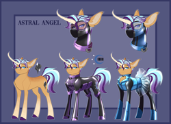 Size: 4847x3510 | Tagged: safe, artist:parrpitched, oc, oc only, oc:astral angel(fireverse), pony, unicorn, alternate universe, clothes, fireheart76's latex suit design, gloves, horn, latex, latex boots, latex gloves, latex suit, male, prisoners of the moon, reference sheet, solo, stallion, unicorn oc