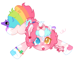 Size: 974x821 | Tagged: oc name needed, safe, artist:michiharas, oc, oc only, oc:sprinkles pie, earth pony, pony, :p, base used, big eyes, blushing, bow, bracelet, coat markings, colored eartips, colored eyelashes, colored pupils, commission, curly mane, earth pony oc, eye clipping through hair, eyeshadow, facial markings, fluffy mane, fluffy tail, hair accessory, hair bow, heart, heart mark, heterochromia, jewelry, leg markings, makeup, mane accessory, multicolored mane, multicolored tail, pink coat, pink eyeshadow, plushie, ponytail, rainbow tail, short mane, simple background, snip (coat marking), socks (coat markings), solo, star (coat marking), star mark, stars, tail, teddy bear, three toned mane, tied mane, tongue out, transparent background, two toned ears, wall of tags