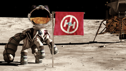 Size: 3840x2160 | Tagged: safe, pony, open pony, 3d, astronaut, flag, hmart, moon, moon landing, second life, solo, space, spacesuit