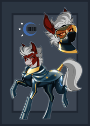 Size: 1745x2448 | Tagged: safe, artist:parrpitched, oc, oc only, oc:crimson skies(fireverse), bat pony, pony, alternate universe, bat pony oc, cape, cloak, clothes, fireheart76's latex suit design, gloves, latex, latex boots, latex gloves, latex suit, prisoners of the moon, reference sheet, rubber, rubber boots, solo